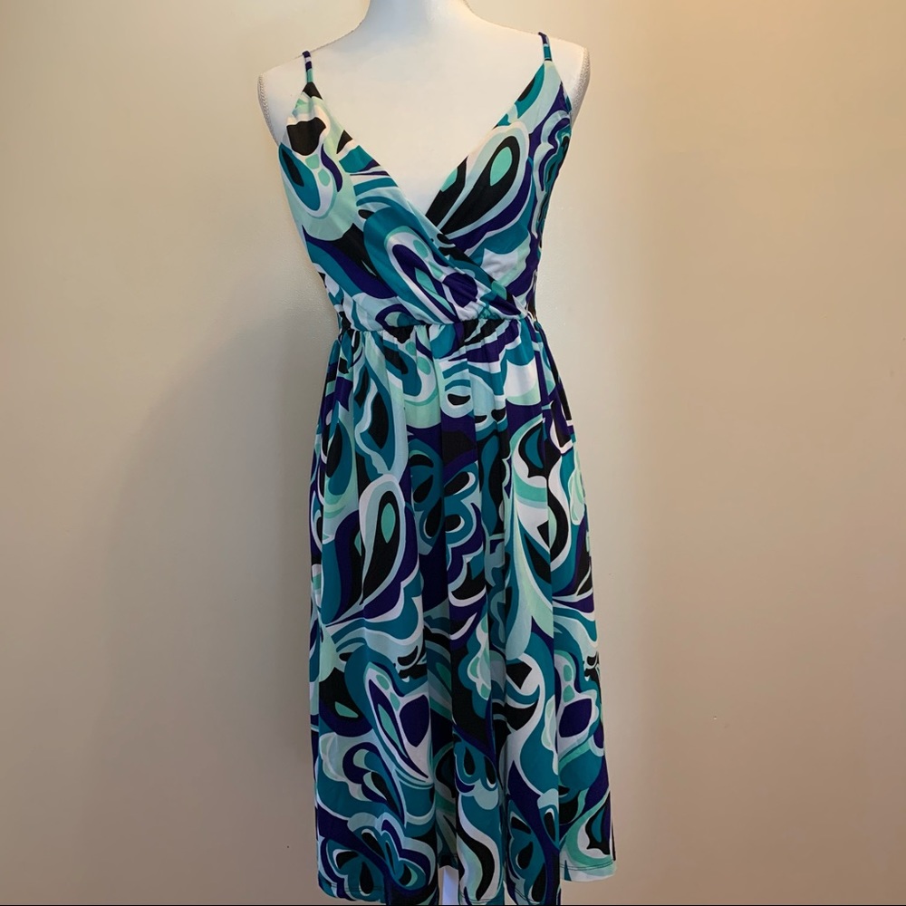 •H&M• Surplice Front Mod Print Sundress - Size 8